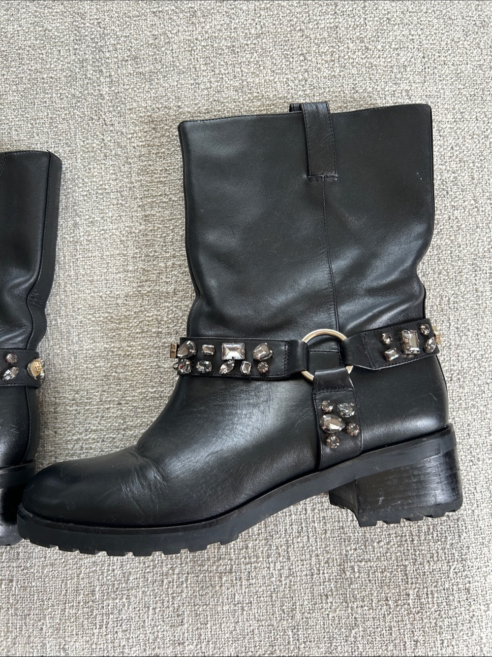 White House and black market  Mid-Calf Studded Harness Bootsy